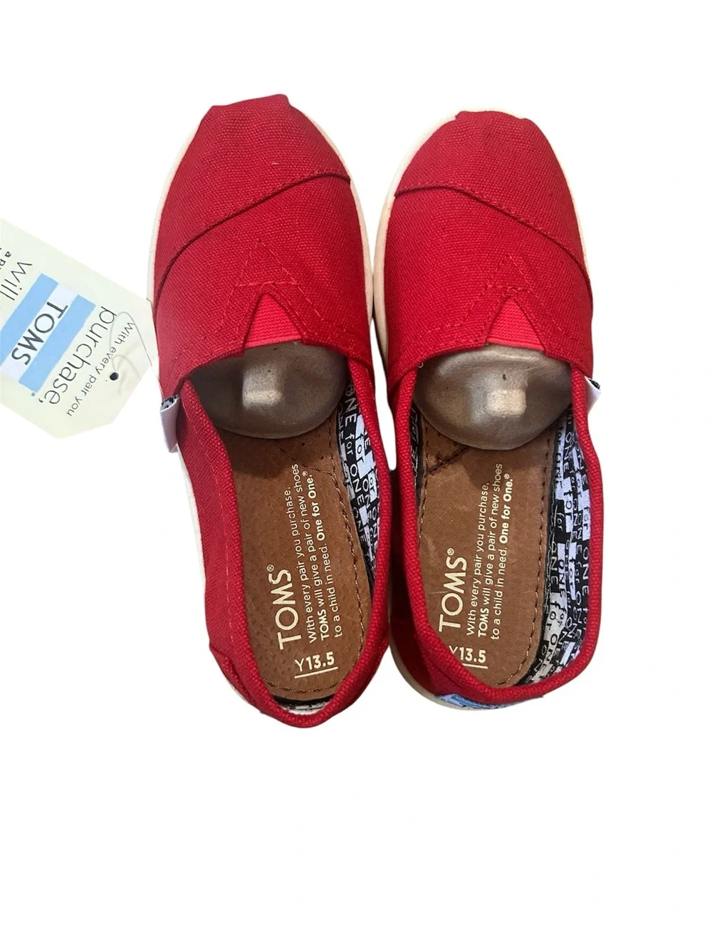 TOMS Classics Kids Red Canvas Slip-On Shoe Size 13.5 Youth